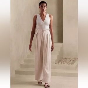 Banana Republic linen blend high waist wide leg belted pants luxury old money 16